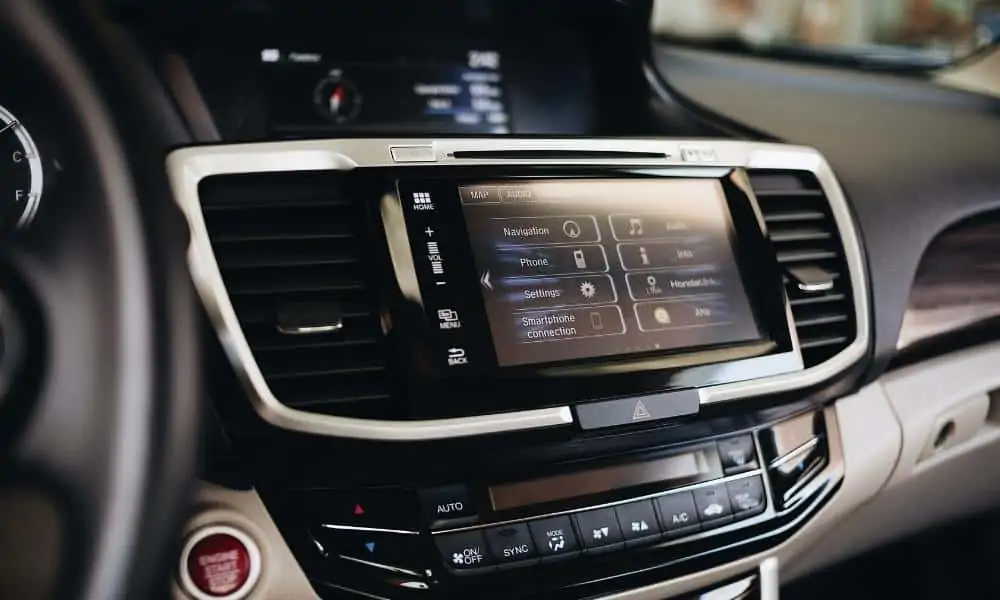A touch screen single DIN car stereo