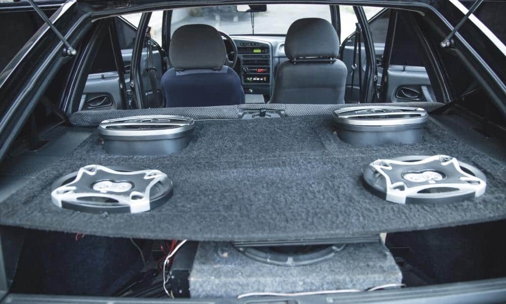 Installed car speakers on the trunk