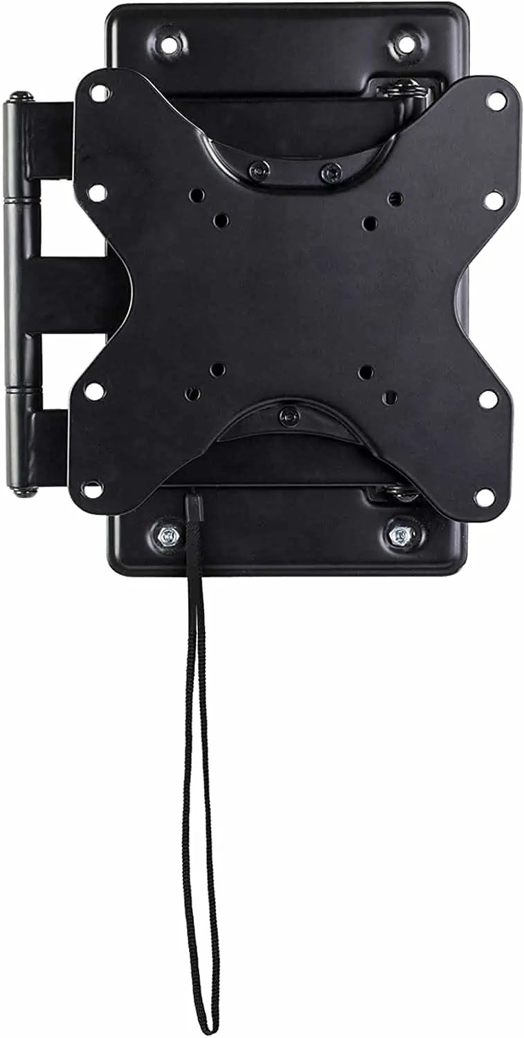 Retracted Mount-It! MI-431 RV TV mount showing VESA pattern holes