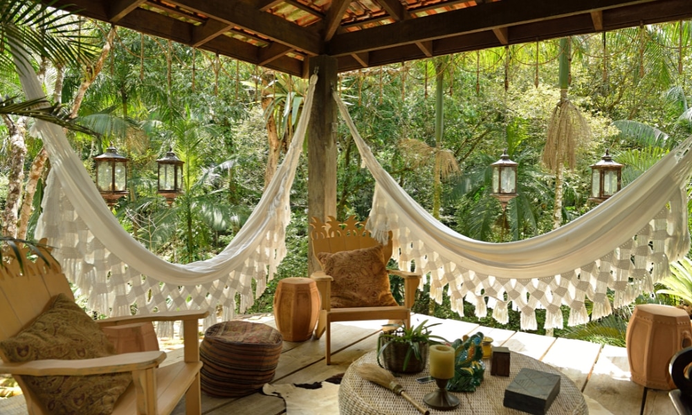 A netted porch to place your TV