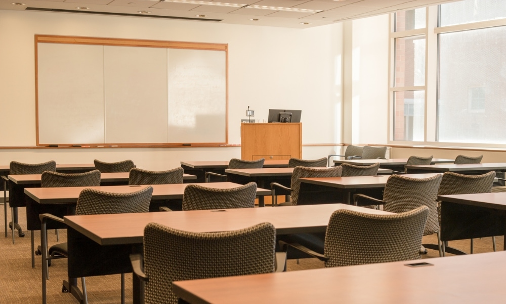 Point of view from the back of the classroom