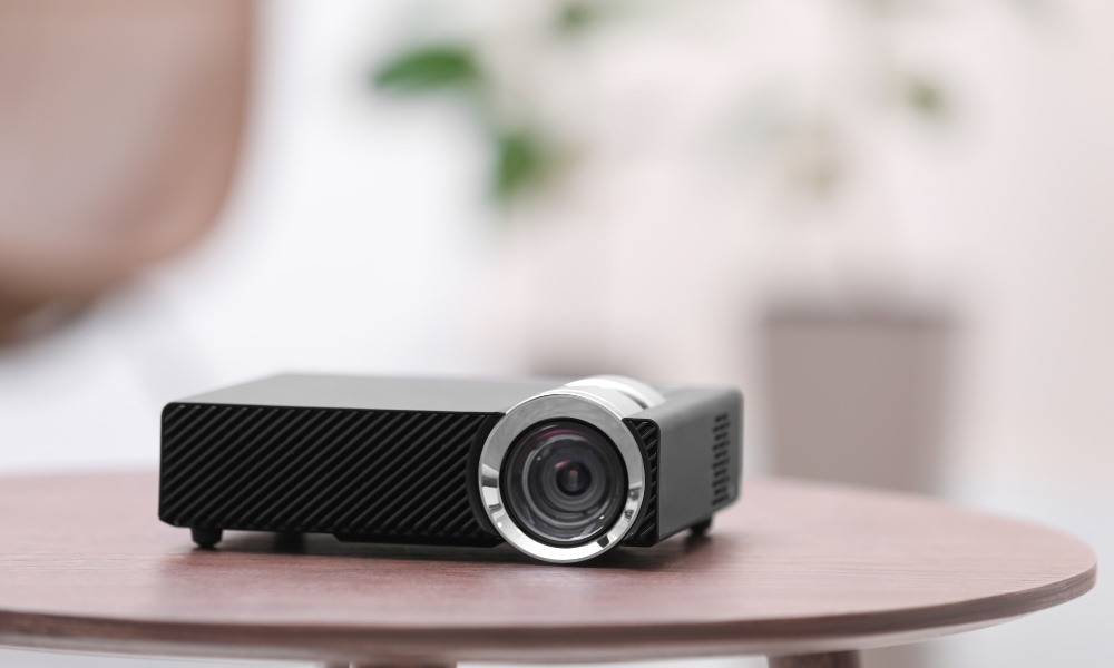 A mini projector on the table