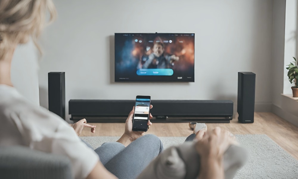 Using phone to adjust frequency soundbar app