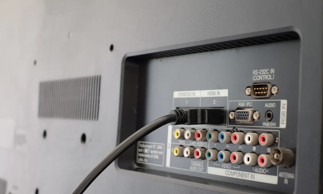 Connections at the back of a TV