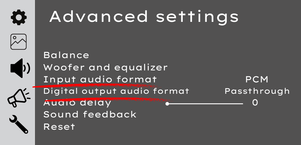 TV settings for input output