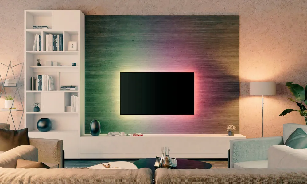 Putting lights beneath the TV